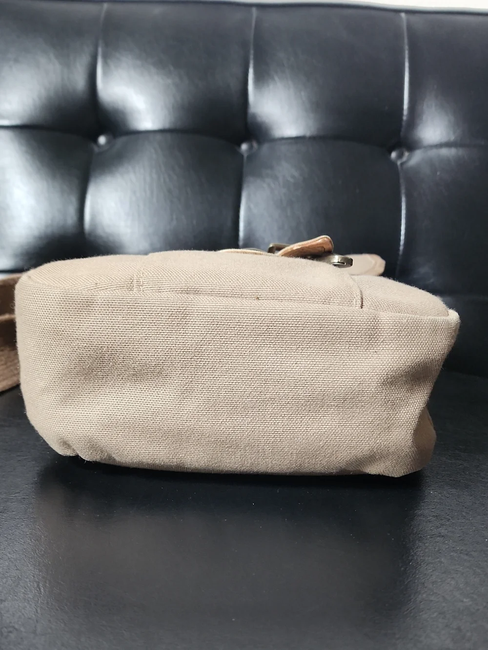 VTG JanSport Canvas Leather Safari Sac Crossbody Bag Field Satchel Gorpcore Tan